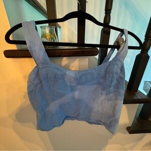 Abercrombie & Fitch Blue linen crop top